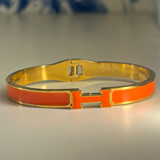 Orange & Gold Click H Bracelet